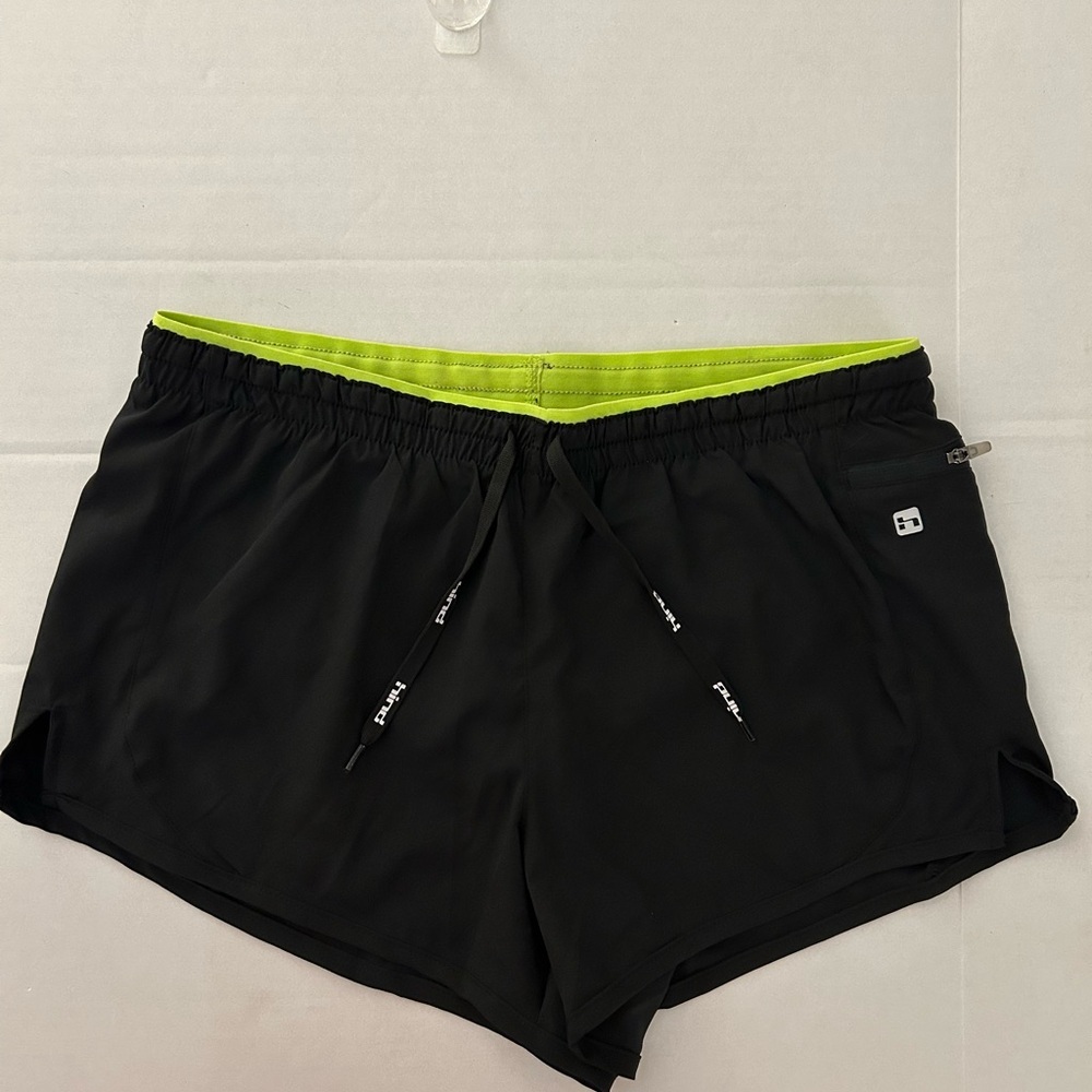 Hind Men's Black Shorts with Neon Green Waistband size medium.